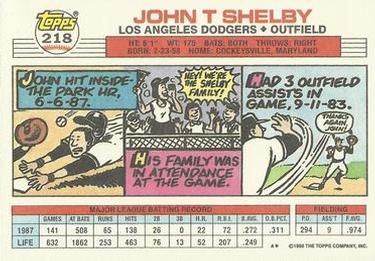 1988 Topps Big #218 John Shelby Back