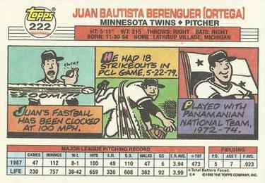 1988 Topps Big #222 Juan Berenguer Back