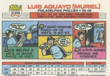 1988 Topps Big #226 Luis Aguayo Back