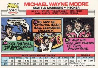 1988 Topps Big #241 Mike Moore Back