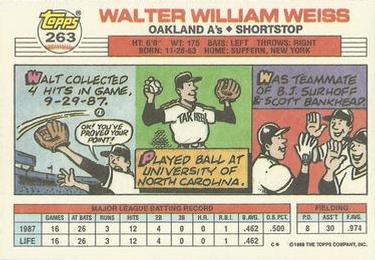 1988 Topps Big #263 Walt Weiss Back