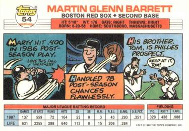1988 Topps Big #54 Marty Barrett Back