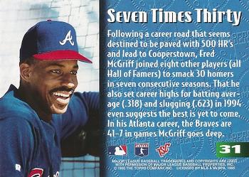 1995 Stadium Club Members Only 50 #31 Fred McGriff Back