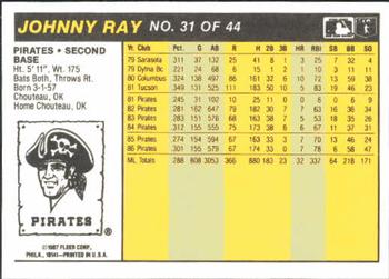 1987 Fleer Award Winners #31 Johnny Ray Back
