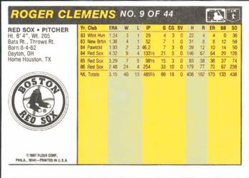1987 Fleer Award Winners #9 Roger Clemens Back