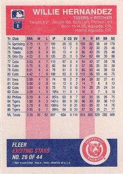 1987 Fleer Baseball's Exciting Stars #26 Willie Hernandez Back