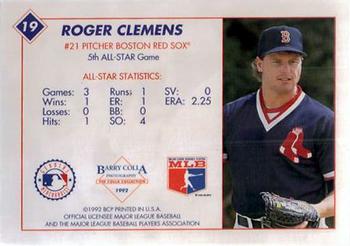 1992 Barry Colla All-Star Game #19 Roger Clemens Back