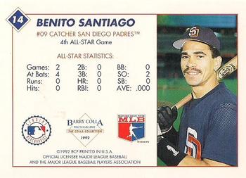 1992 Barry Colla All-Star Game #14 Benito Santiago Back