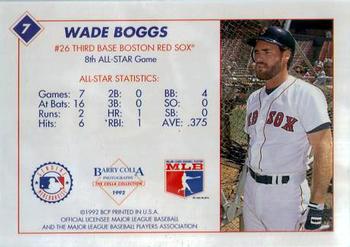 1992 Barry Colla All-Star Game #7 Wade Boggs Back