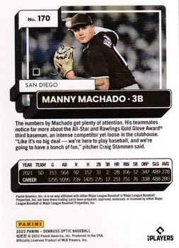 2022 Donruss Optic #170 Manny Machado Back
