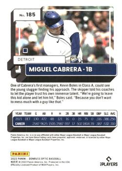 2022 Donruss Optic #185 Miguel Cabrera Back