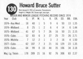 1979 Hostess #130 Bruce Sutter  Back