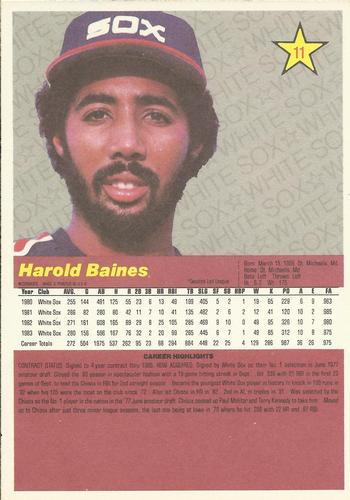 1984 Donruss Action All-Stars #11 Harold Baines Back