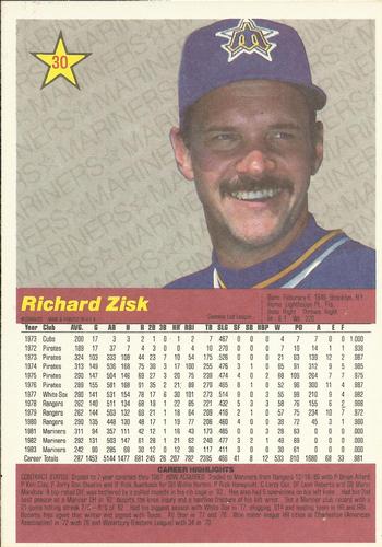 1984 Donruss Action All-Stars #30 Richie Zisk Back