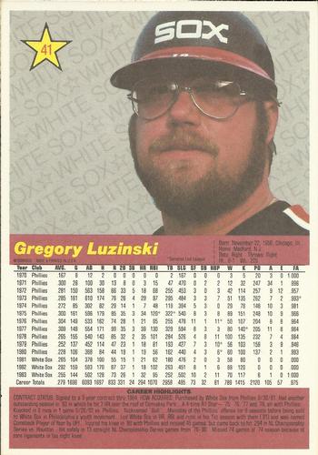 1984 Donruss Action All-Stars #41 Greg Luzinski Back