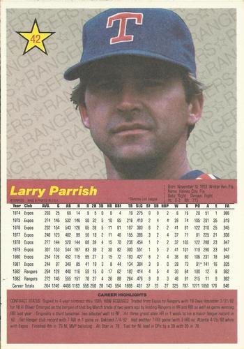 1984 Donruss Action All-Stars #42 Larry Parrish Back