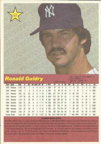 1984 Donruss Action All-Stars #51 Ron Guidry Back