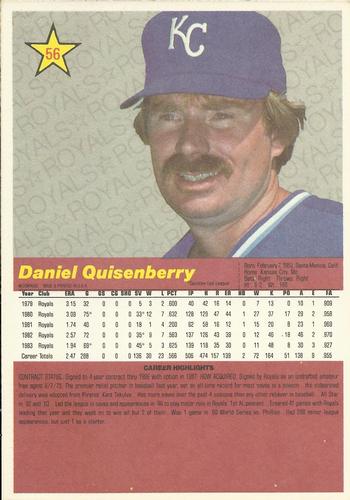 1984 Donruss Action All-Stars #56 Dan Quisenberry Back