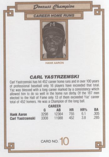 1984 Donruss Champions #10 Carl Yastrzemski Back