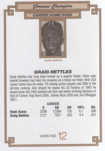 1984 Donruss Champions #12 Graig Nettles Back