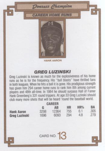 1984 Donruss Champions #13 Greg Luzinski Back