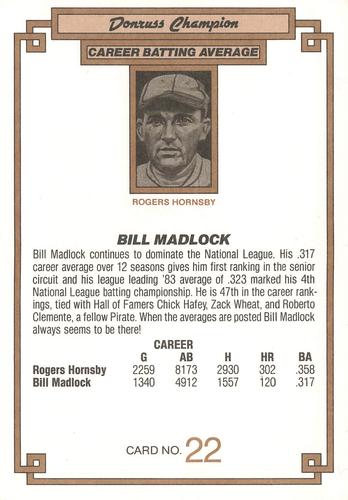 1984 Donruss Champions #22 Bill Madlock Back