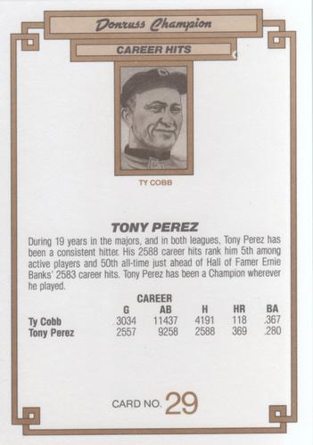 1984 Donruss Champions #29 Tony Perez Back