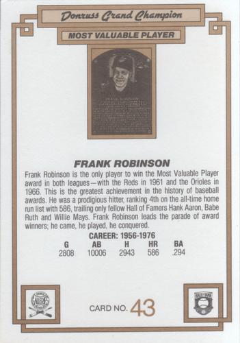 1984 Donruss Champions #43 Frank Robinson Back