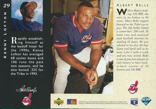 1994 Upper Deck All-Star Jumbos #29 Kenny Lofton / Albert Belle Back