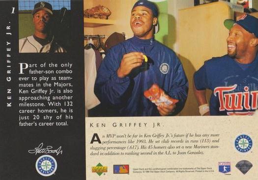 1994 Upper Deck All-Star Jumbos - Gold #1 Ken Griffey Jr. Back