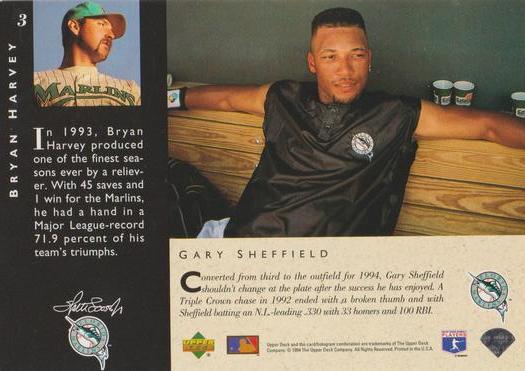 1994 Upper Deck All-Star Jumbos - Gold #3 Bryan Harvey / Gary Sheffield Back
