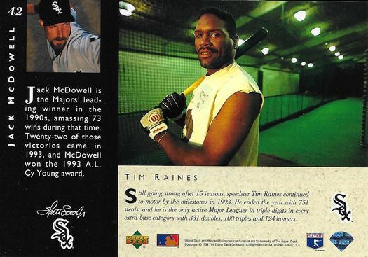 1994 Upper Deck All-Star Jumbos - Gold #42 Jack McDowell / Tim Raines Back