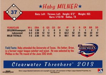 2013 Grandstand Clearwater Threshers #NNO Hoby Milner Back