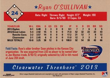 2013 Grandstand Clearwater Threshers #NNO Ryan O'Sullivan Back