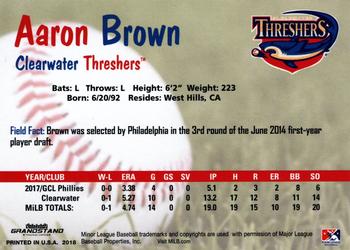2018 Grandstand Clearwater Threshers #NNO Aaron Brown Back