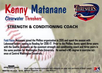 2018 Grandstand Clearwater Threshers #NNO Kenny Matanane Back