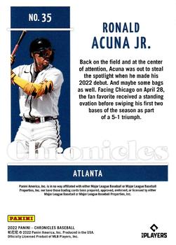 2022 Panini Chronicles - Red #35 Ronald Acuna Jr. Back