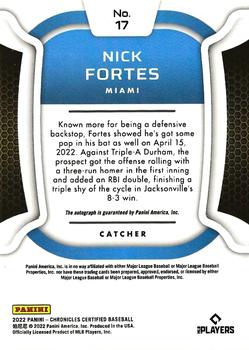2022 Panini Chronicles - Certified Autographs #17 Nick Fortes Back