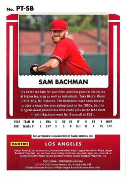 2022 Panini Chronicles - Contenders Prospect Ticket Autographs Cracked Ice #PT-SB Sam Bachman Back