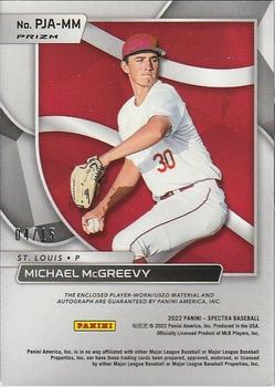 2022 Panini Chronicles - Spectra Prospect Jersey Autographs Neon Green #PJA-MM Michael McGreevy Back