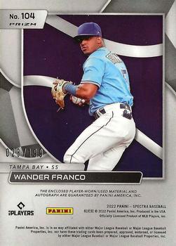 2022 Panini Chronicles - Spectra Rookie Jersey Autographs #104 Wander Franco Back