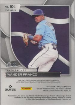 2022 Panini Chronicles - Spectra Rookie Jersey Autographs Neon Blue #104 Wander Franco Back