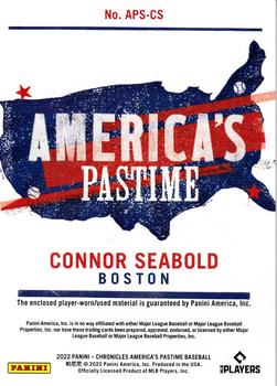 2022 Panini Chronicles - America's Pastime Swatches #APS-CS Connor Seabold Back