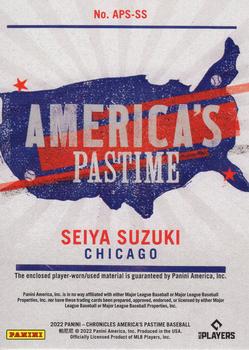 2022 Panini Chronicles - America's Pastime Swatches #APS-SS Seiya Suzuki Back