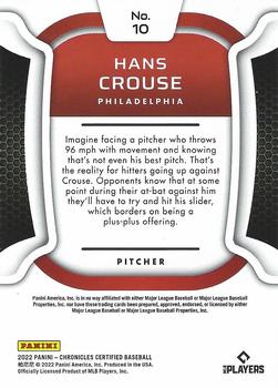 2022 Panini Chronicles - Certified #10 Hans Crouse Back