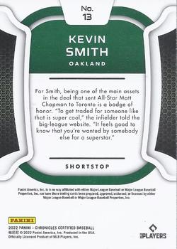 2022 Panini Chronicles - Certified #13 Kevin Smith Back