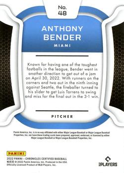 2022 Panini Chronicles - Certified #48 Anthony Bender Back