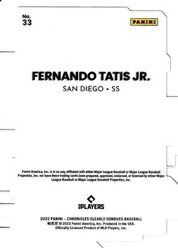 2022 Panini Chronicles - Clearly Donruss #33 Fernando Tatis Jr. Back
