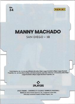 2022 Panini Chronicles - Clearly Donruss #34 Manny Machado Back