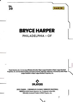 2022 Panini Chronicles - Clearly Donruss #39 Bryce Harper Back